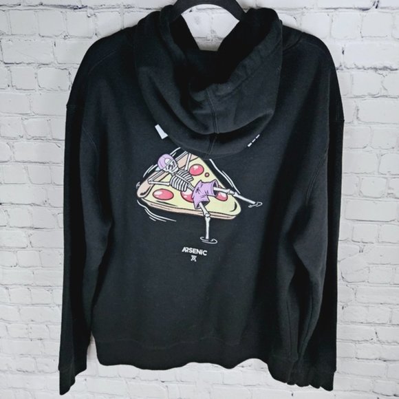 Arsenic Lazy Life Skelton Pizza Pullover Hoodie - Picture 3 of 7